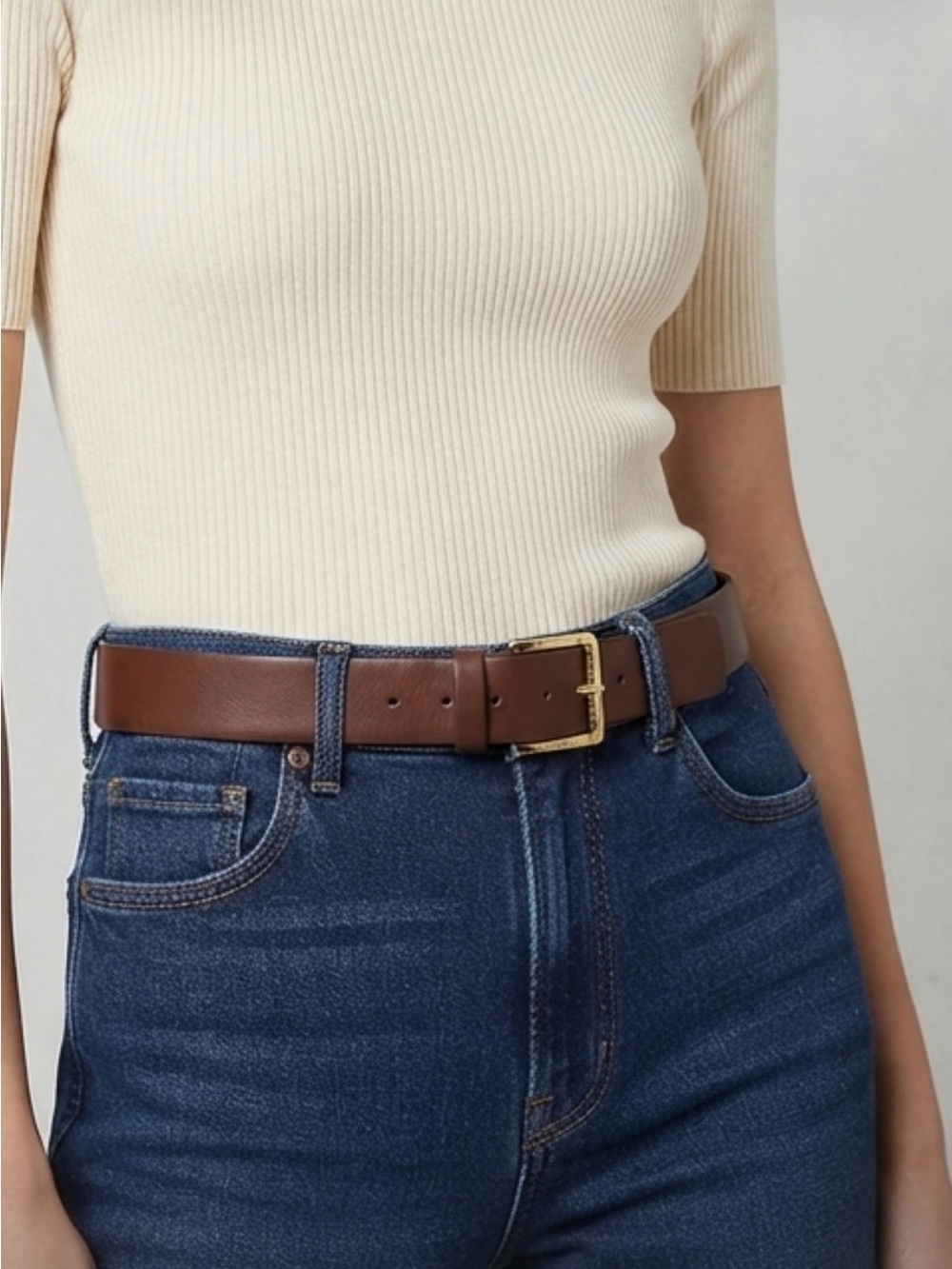 Michael Kors Women’s Brown Wide Belt 
Rectangular Buckle  Size Small